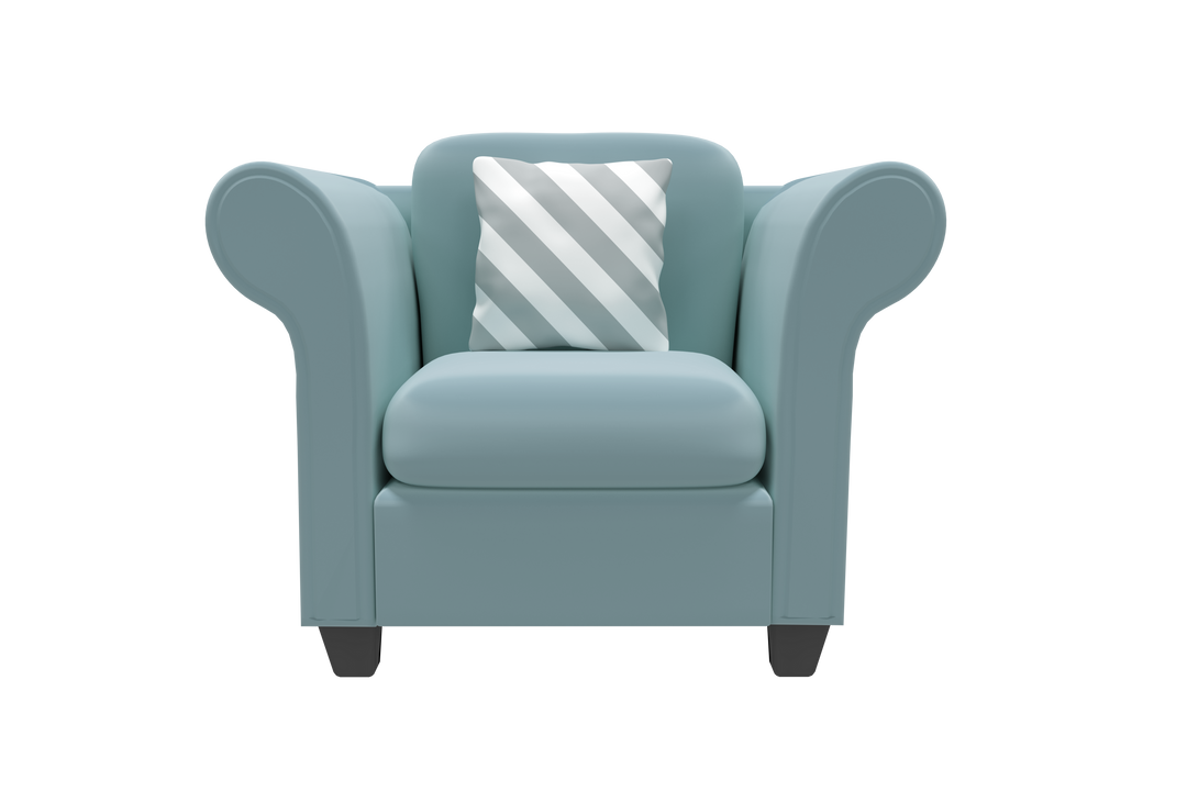 Aquamarine Armchair with Striped Pillow Transparent Background - Download Free Stock Images Pikwizard.com