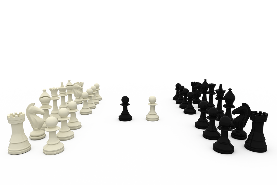 Transparent Black and White Chess Pieces Arranged for Battle - Download Free Stock Images Pikwizard.com