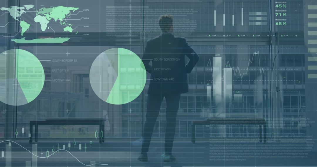 Businessman Analyzing Digital Global Financial Data Interface