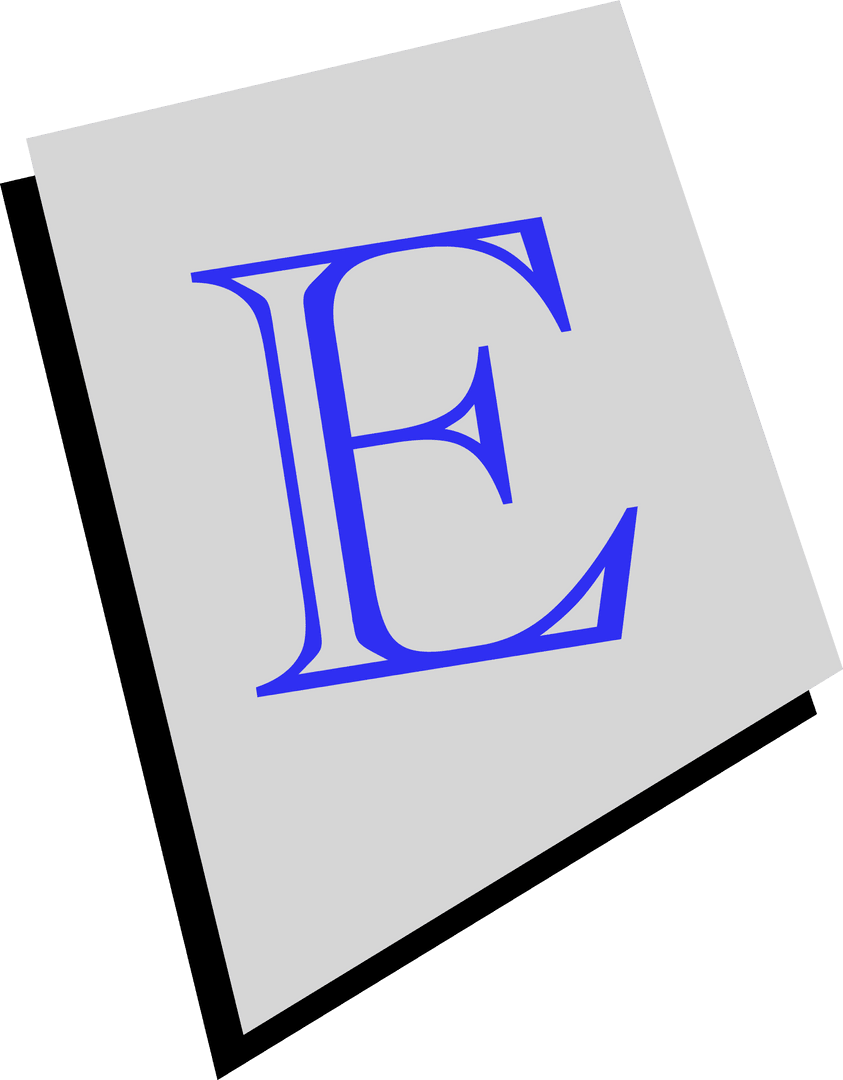 Transparent Vector Blue Letter E on Grey Shape Background