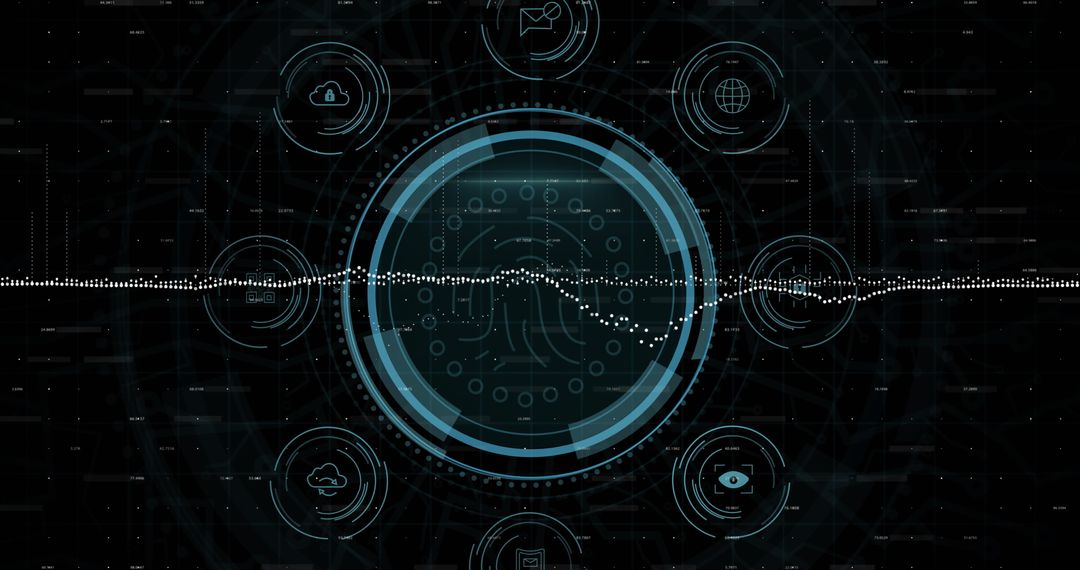Digital Fingerprint Scanning Over Security Icons Concept