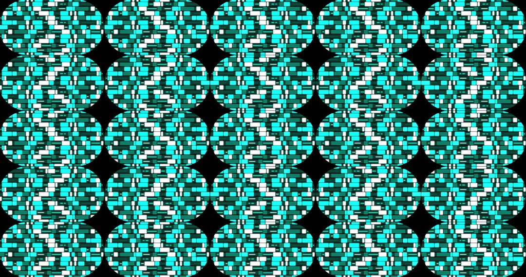 Geometric Pattern with Green Circles and Rectangles