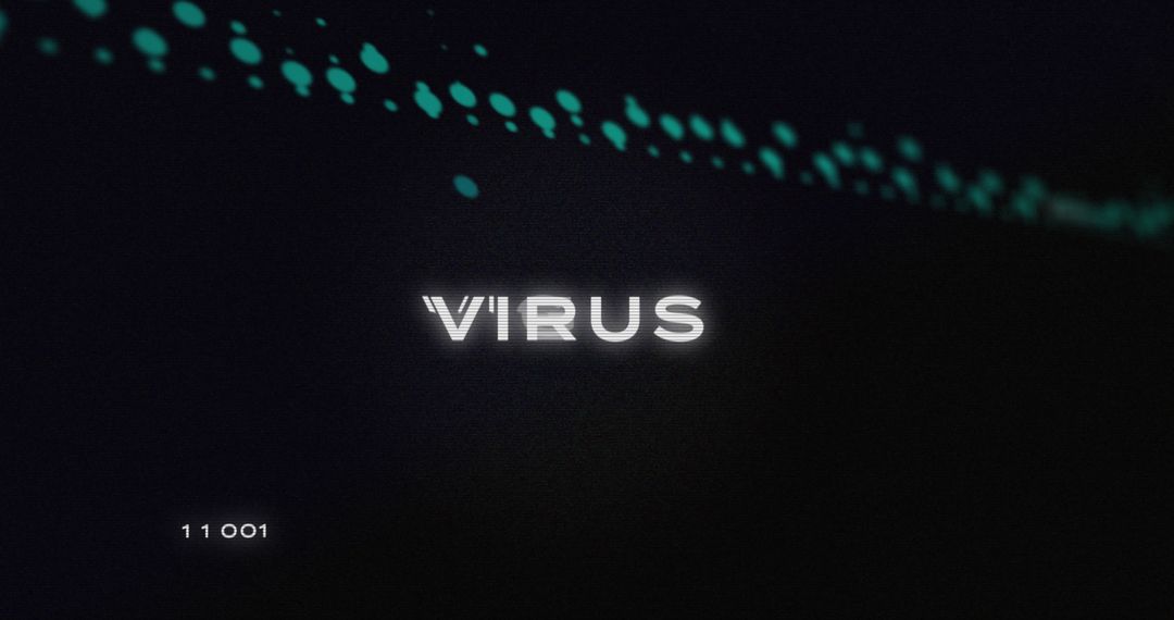 Glowing Virus Text on Digital Binary Background