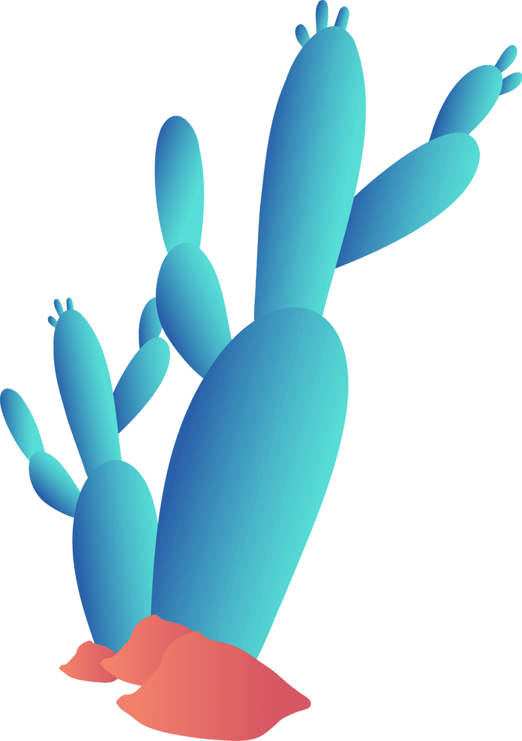 Gradient Cactus 3D Illustration on Transparent Lackground
