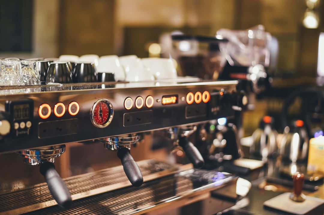 High-End Espresso Machine in Stylish Cafe Setting