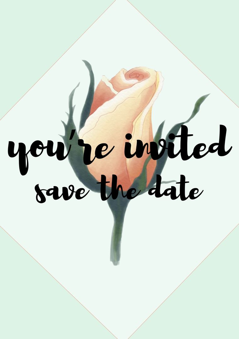 Elegant Invitation Template with Delicate Rose for Save the Date - Download Free Stock Templates Pikwizard.com