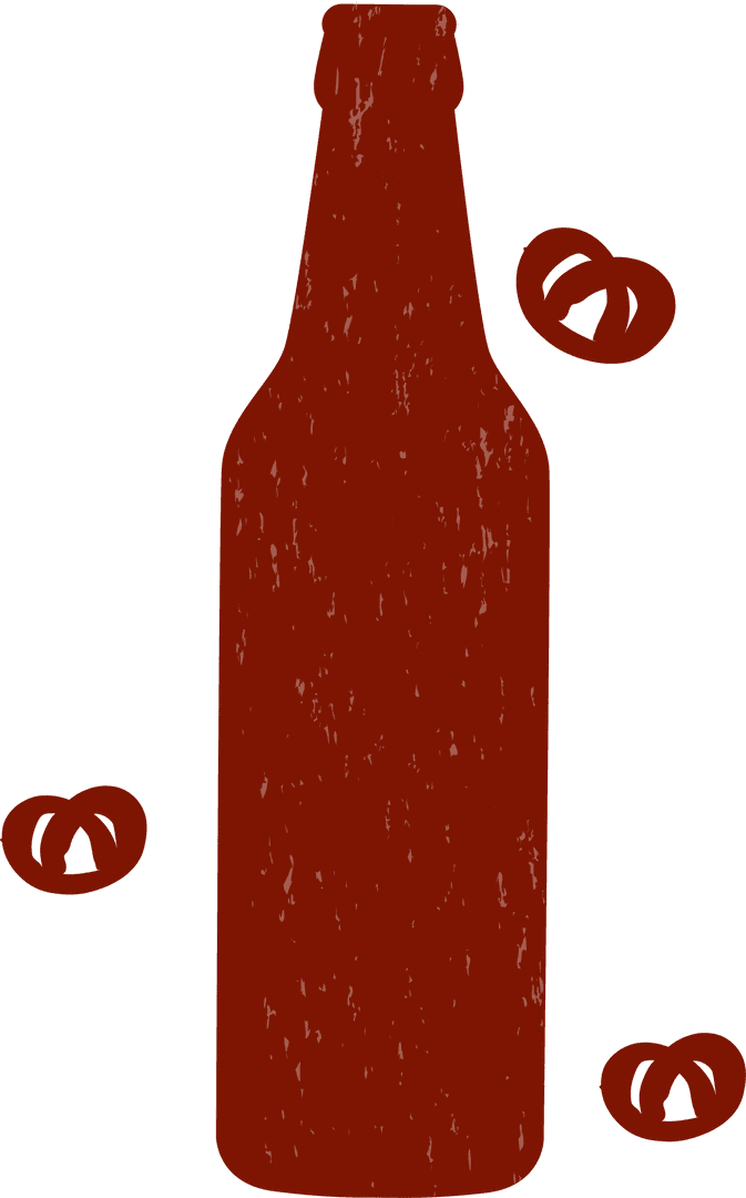 Transparent Beer Bottle Silhouette with Floating Pretzels