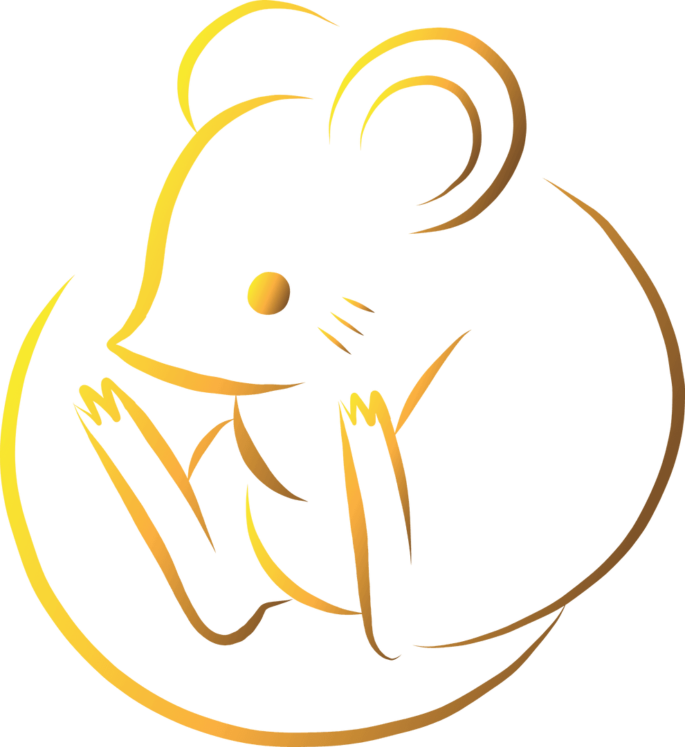 Golden Mouse Illustration on Transparent Background