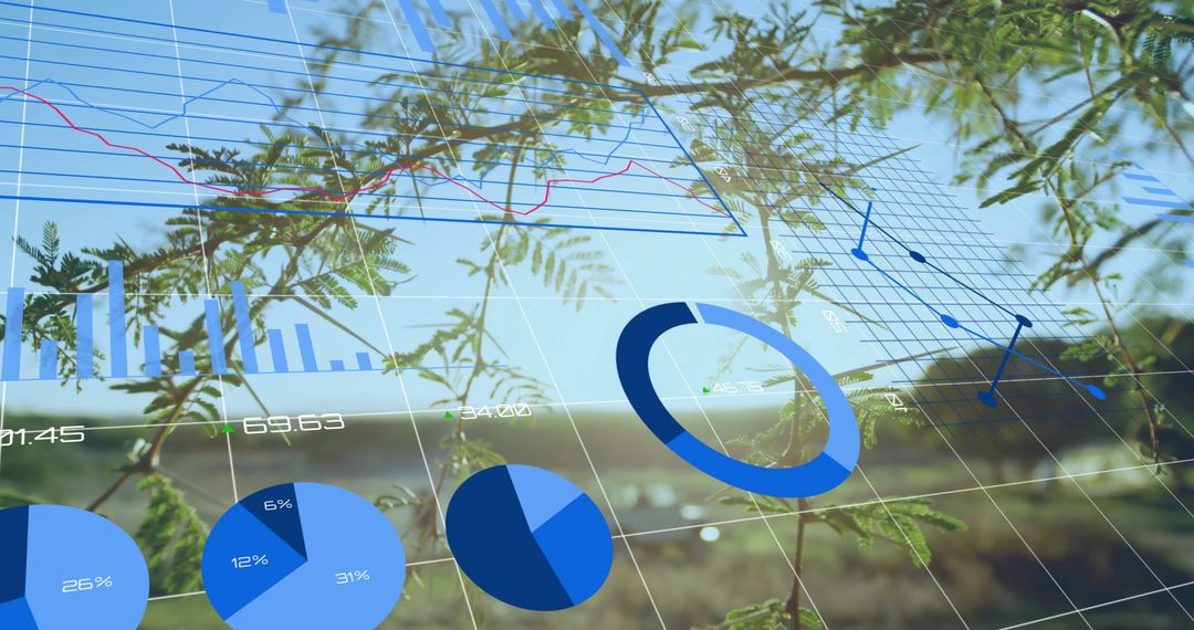 Financial Data Visualization Overlaps Nature Scene