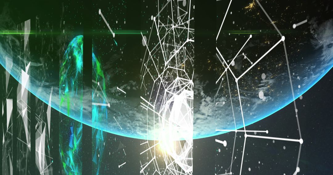 Global Networking Data Over Earth Concept in Space