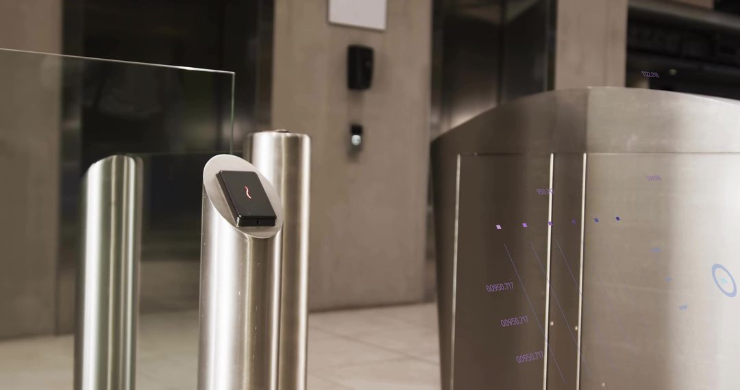 Modern Turnstile with Touchscreen Access Control in Corporate Lobby
