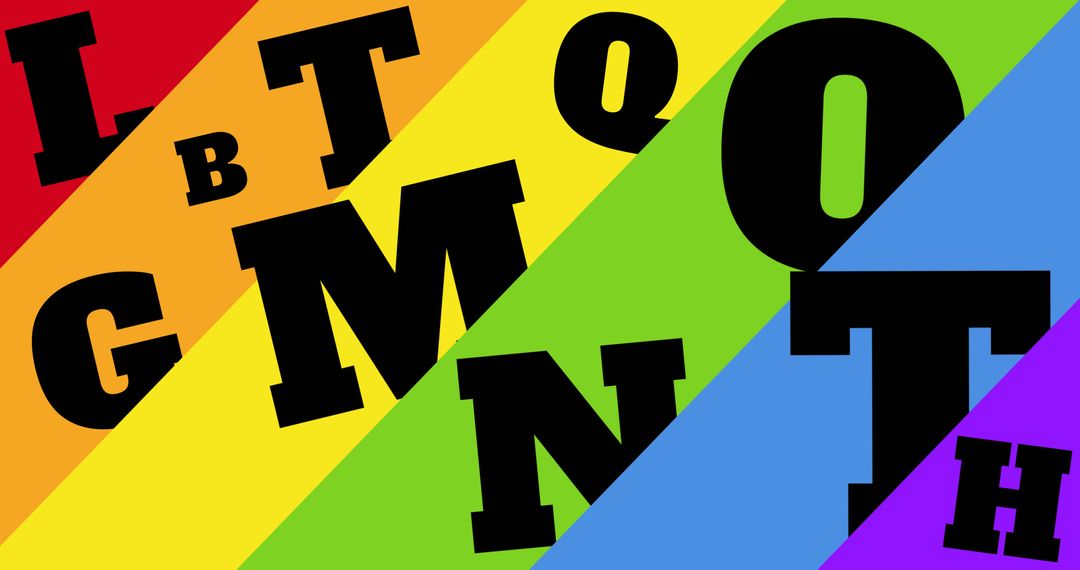 Bold LGBTQ Letters on Rainbow Background for Pride Representation