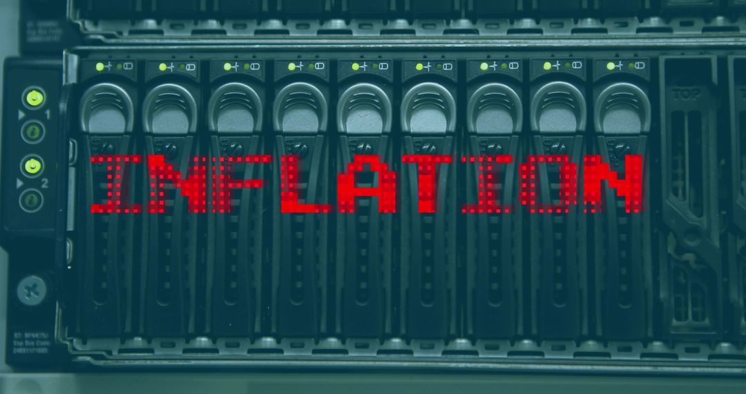 Inflation Concept Displayed Over Servers in Digital Interface