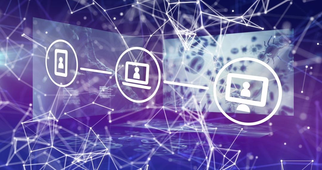 Futuristic Digital Connectivity with Network Mesh and Icons