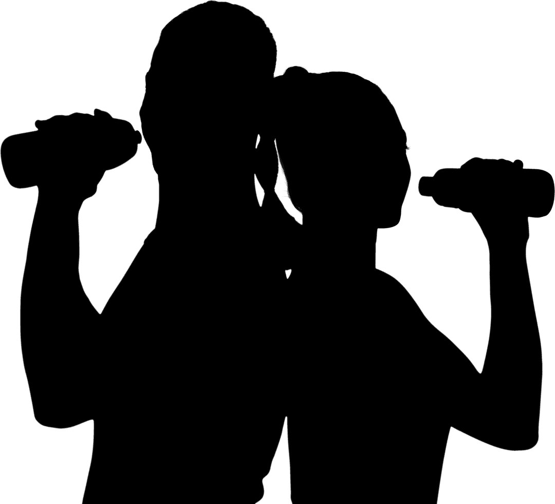 Transparent Silhouette of Man and Woman with Glasses