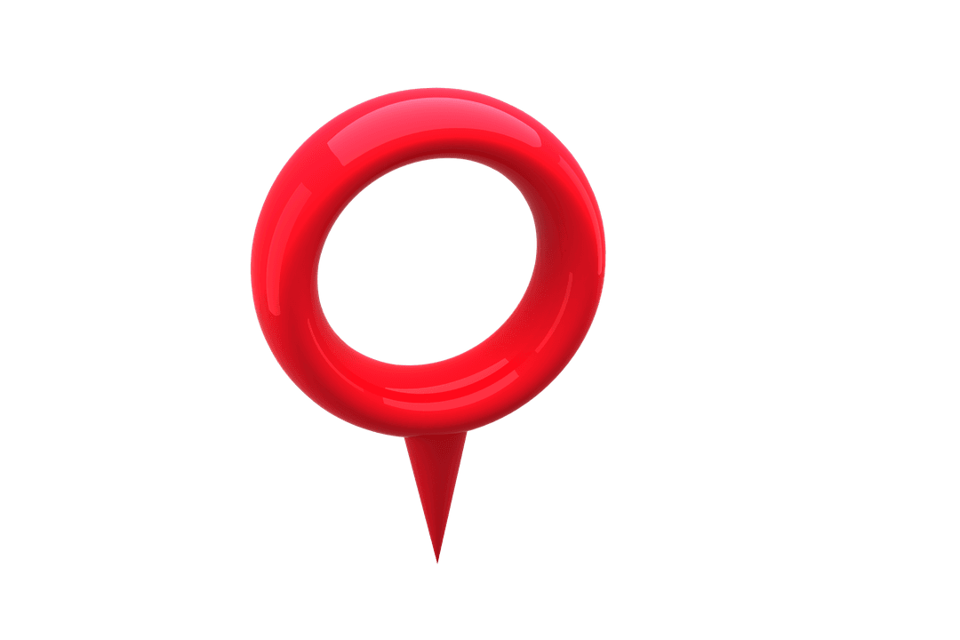 Transparent 3D Red Navigation Marker Pin Symbol