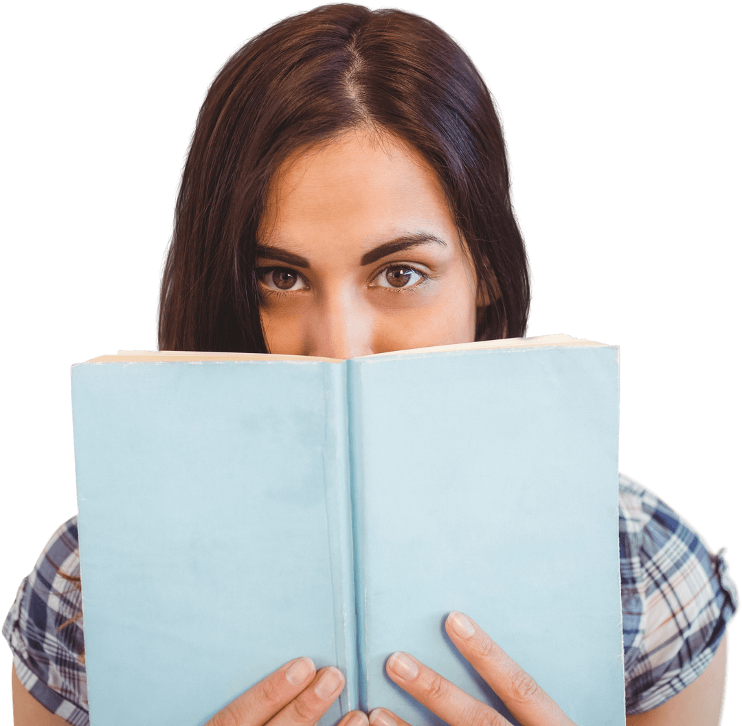 Woman with Book Transparent Background Reading Concept
