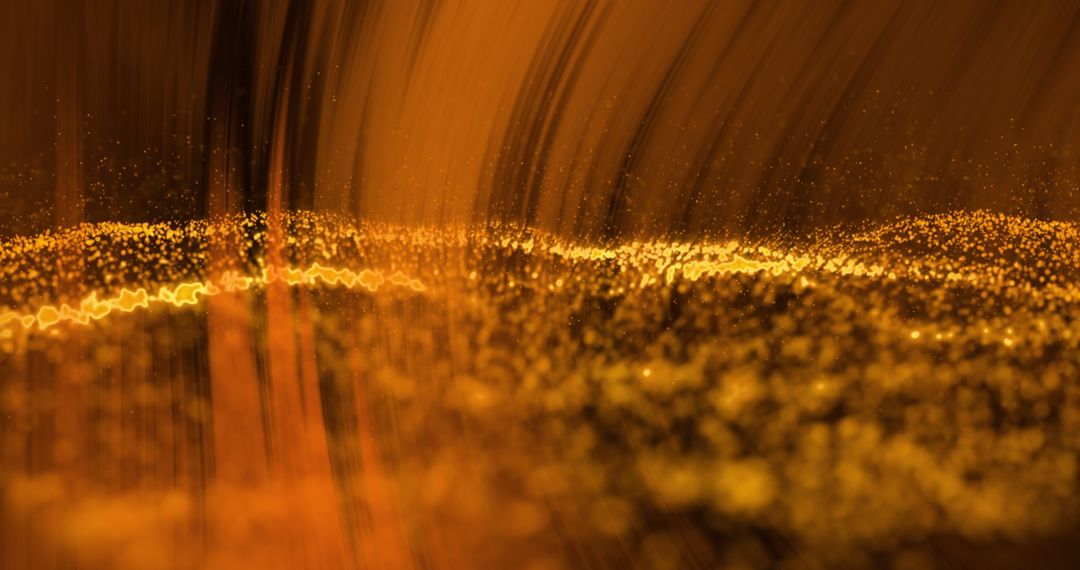 Orange Light and Golden Particles in Abstract Digital Wave