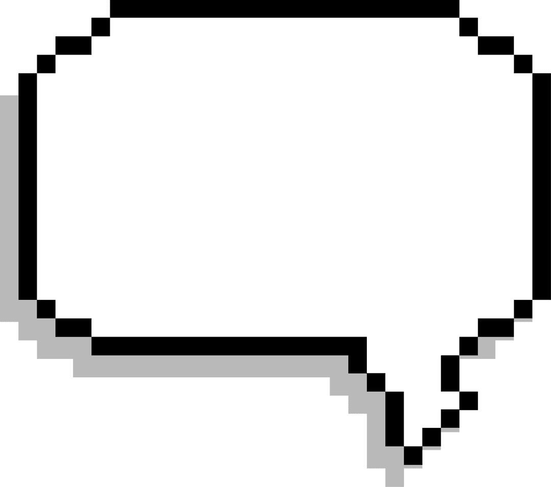 Pixel Art Speech Bubble on Transparent Background for Digital UI