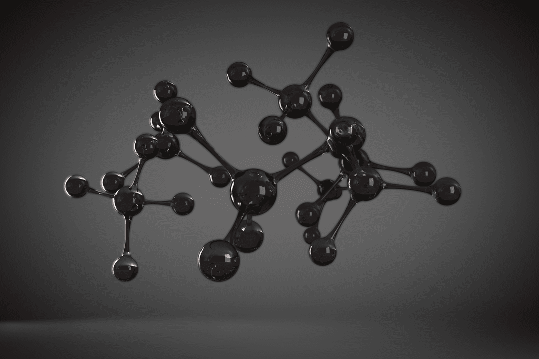 Transparent Molecule Structure Against Dark Background