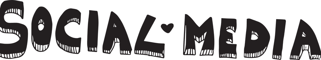 Social Media Text Graphic with Heart on Transparent Background