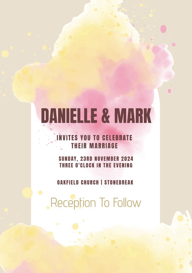 Elegant Wedding Invitation with Watercolor Clouds - Download Free Stock Templates Pikwizard.com