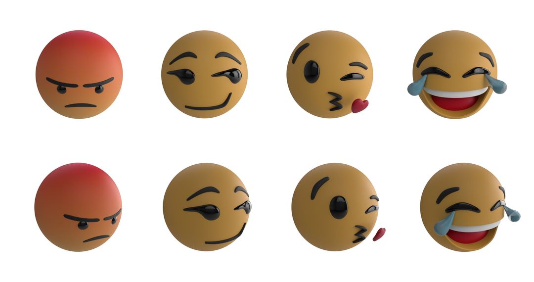 Set of Diverse 3D Emojis Showing Various Facial Expressions