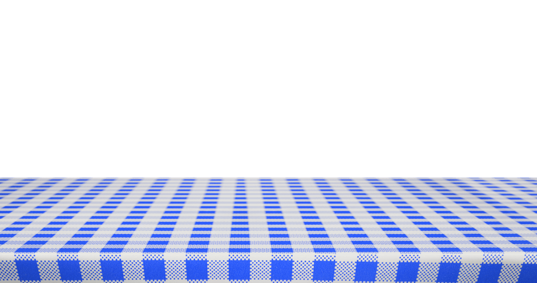 Blue Gray Gingham Tabletop on Transparent Background
