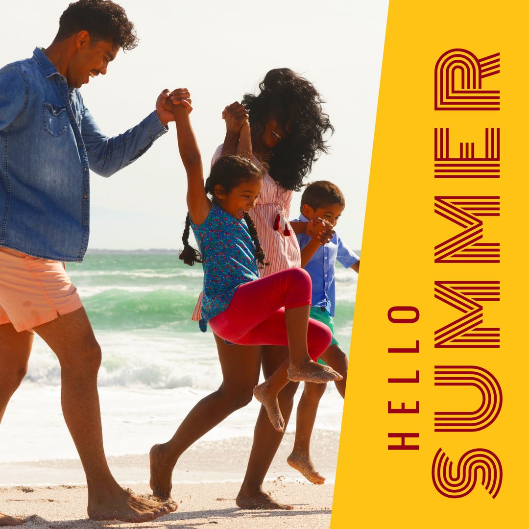 Family Enjoying Beach Vacation Celebrating Summer Fun