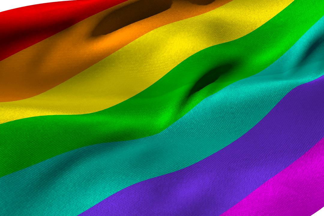 Digital LGBTQ+ Rainbow Flag on Transparent Background for Pride Celebrations