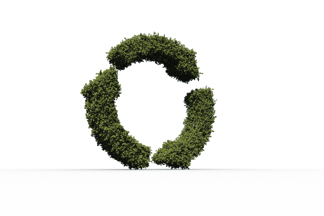 Transparent Leafy Recycling Symbol on Blank Background
