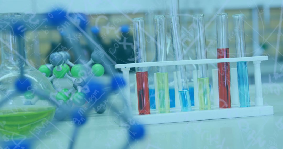 Chemicals in Test Tubes with Scientific Formulas in Laboratory
