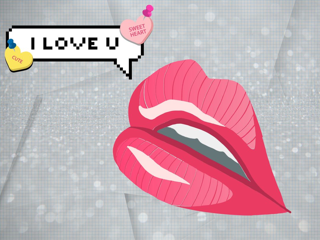 Playful Love Expression with Vibrant Pink Lips