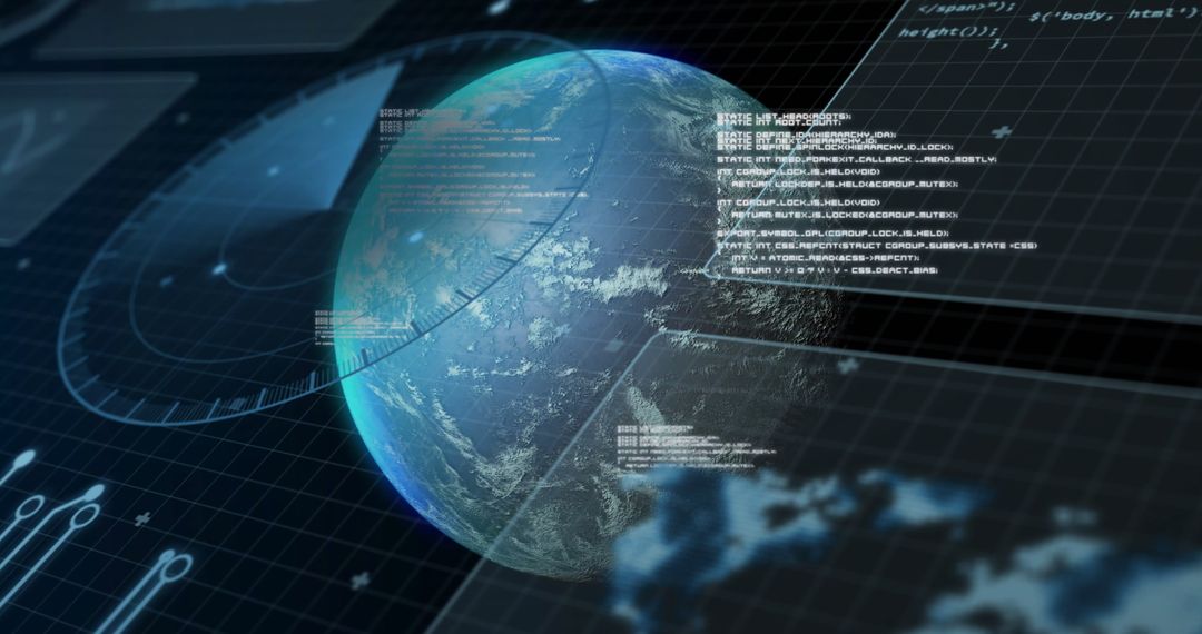 Digital Data Networks Surrounding Planet Earth Concept