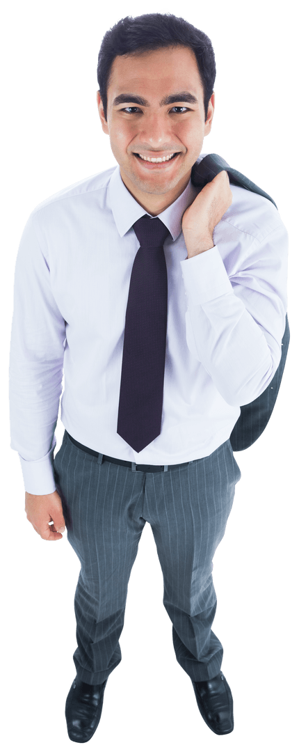 Smiling Biracial Businessman Isolated on Transparent Background