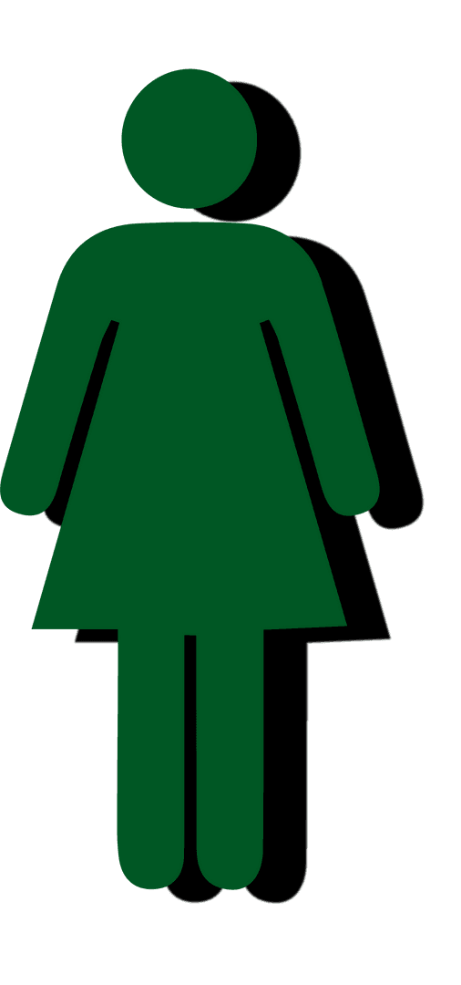 Transparent Green Female Restroom Icon with Black Shadow