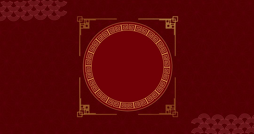 Elegant Chinese New Year Design with Gold Geometric Frame on Red Background - Free Images, Stock Photos and Pictures on Pikwizard.com