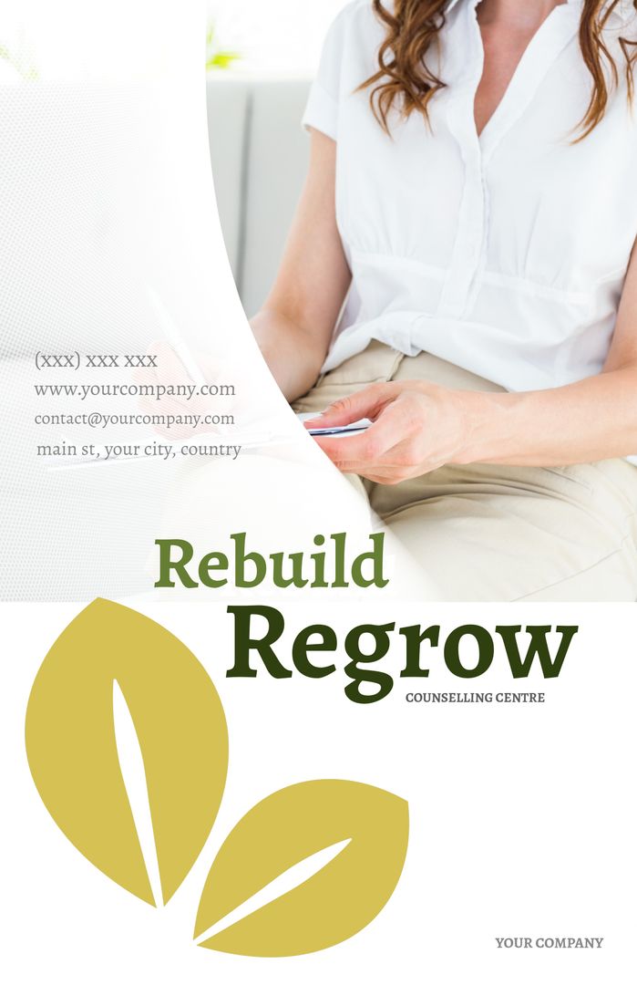 Serene Woman Promoting Wellness and Recovery for Therapy Centers