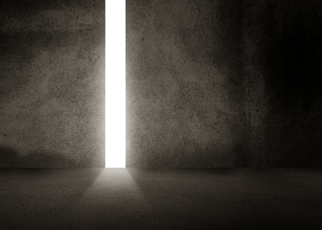 Transparent Sunlight Pouring Into Dark Minimalist Room