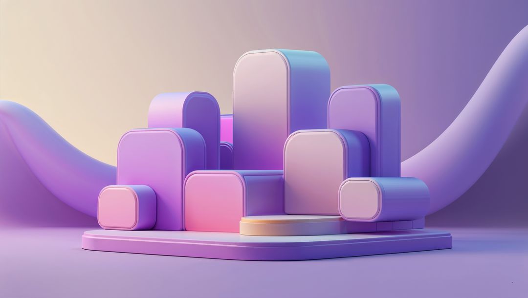 Abstract 3d prisms on vibrant geometric platform for website designs
