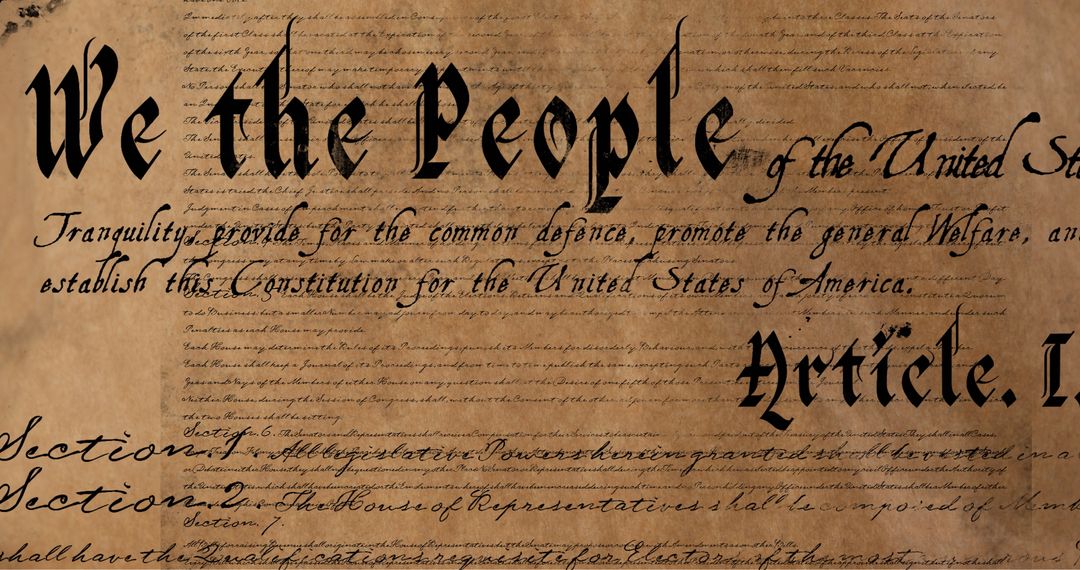 Historical United States Constitution Document Under Brown Paper Simulation - Free Images, Stock Photos and Pictures on Pikwizard.com