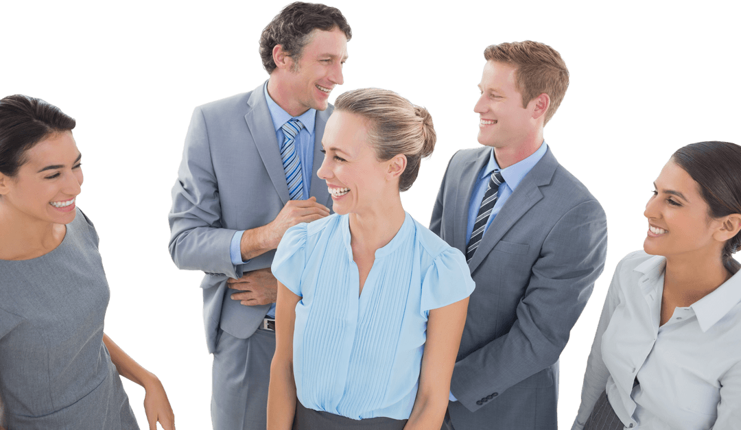 Transparent Diverse Business Team Smiling and Collaborating at Work