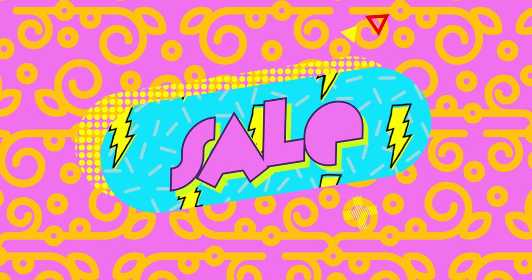 Colorful Retro Sale Announcement with Lightning Pattern
