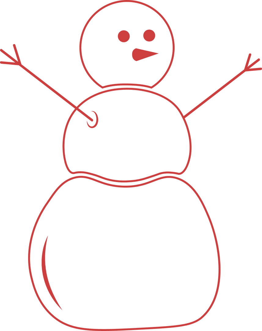 Red Snowman Outline on Transparent Background with Copy Space
