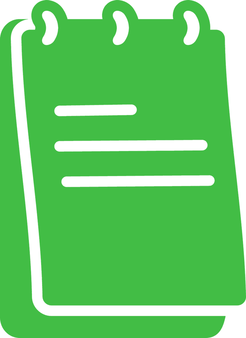 Transparent Green Notebook Icon on Clear Background