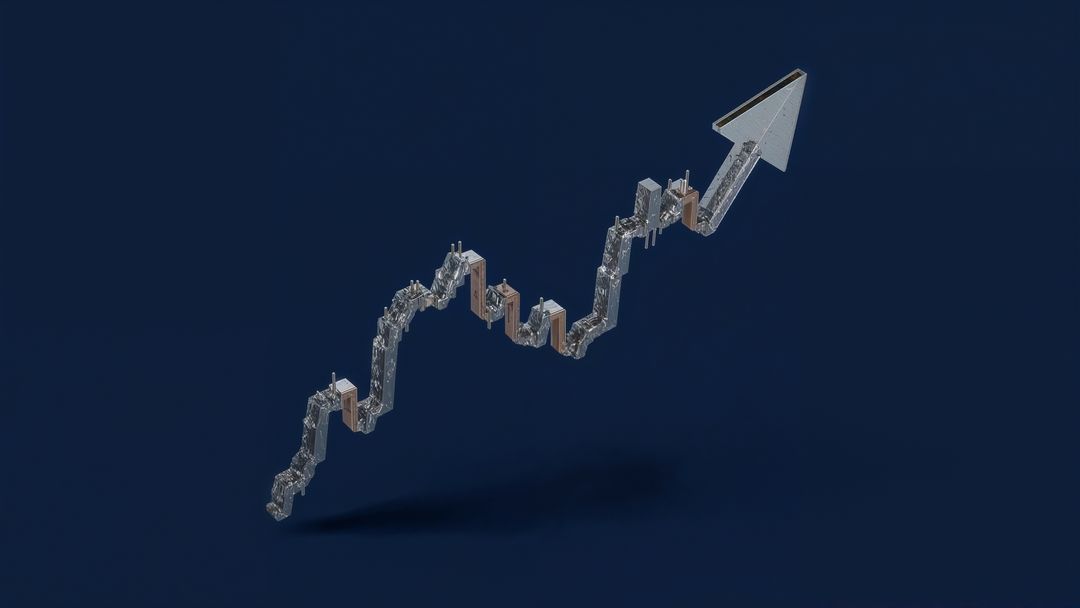 3D Metallic Arrow Symbolizing Growth and Innovation