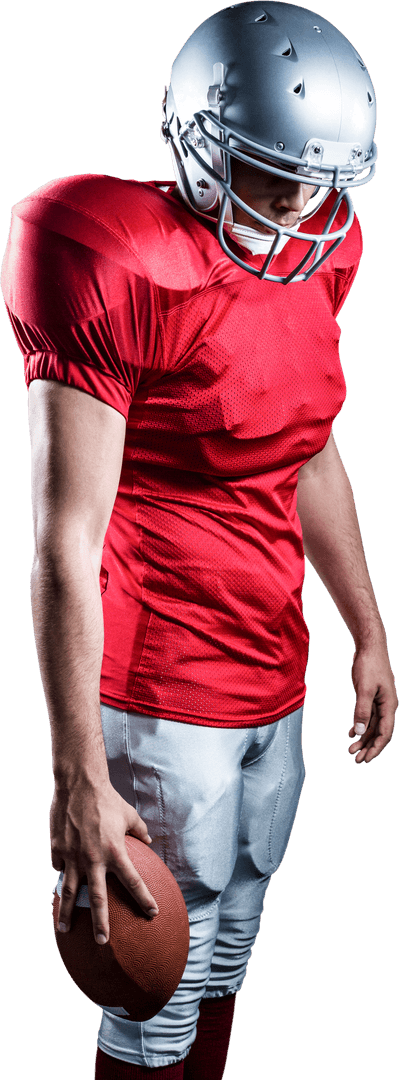Transparent American Football Player Posing with Ball