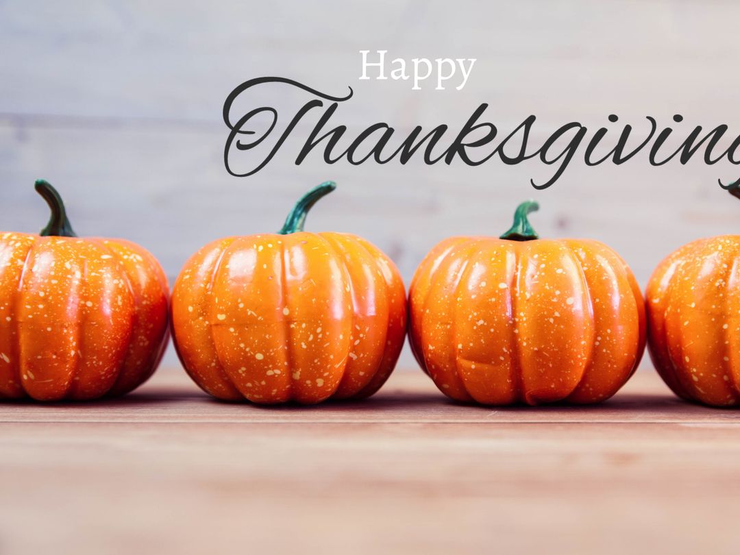 Happy Thanksgiving Greeting with Festive Pumpkins - Download Free Stock Templates Pikwizard.com