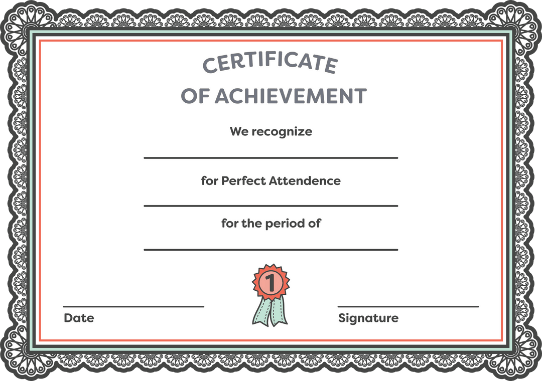 Transparent Certificate of Achievement for Attendance