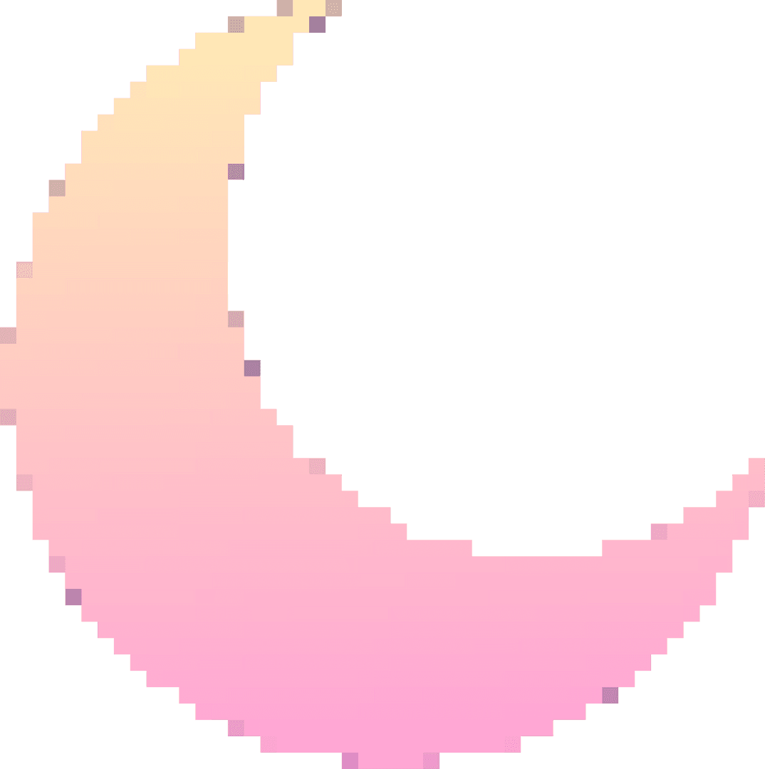 Gradient Pixel Art Crescent Moon on Transparent Background